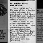 Oma Mae and Lawrence Albert Mason - 50th wedding anniversary
