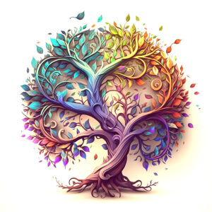 Family Tree Symbol in Rainbow Colors